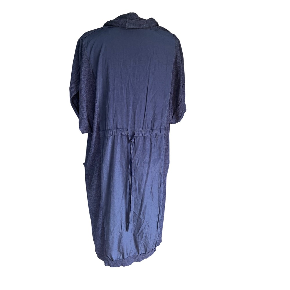 Anthropologie Navy Blue Long Cardigan OS Boho Coastal Grandma Travel Linen Blend - Picture 5 of 9